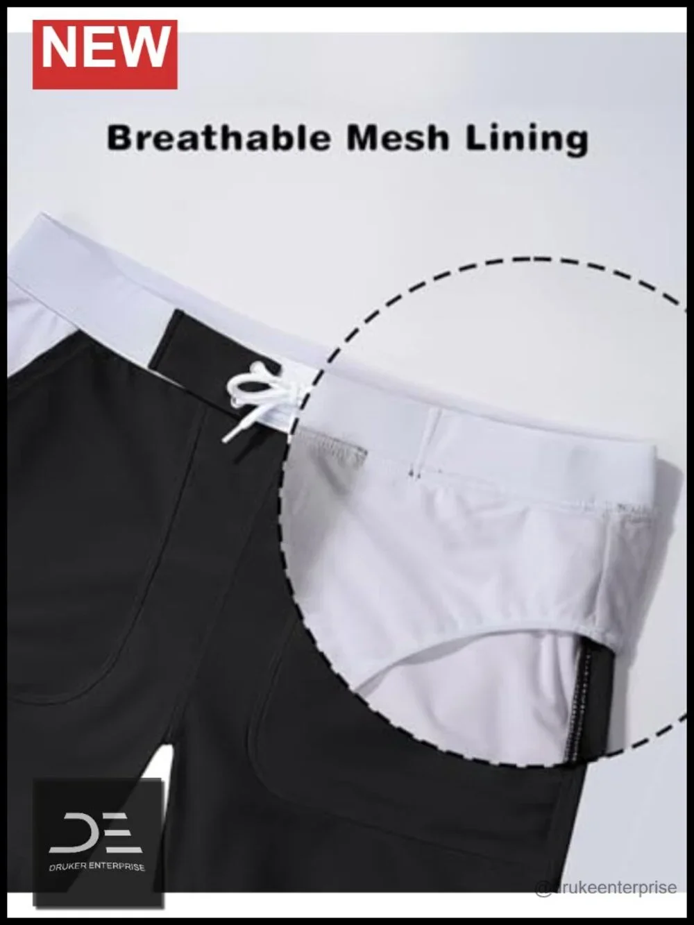 Men's Quick-Dry Swim Trunks with Pockets Elastic Waist Drawstring